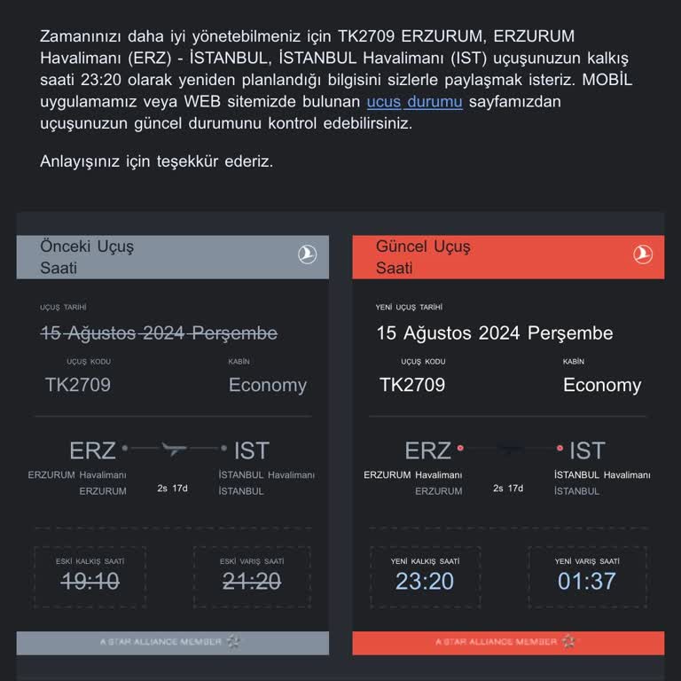 THY TK2709 Uçuş Rötarı