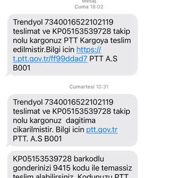 PTT Kargo Yerinden Teslim Aldığım Kargoyu Onlar Teslim Etmişler Gibi Gösterdiler