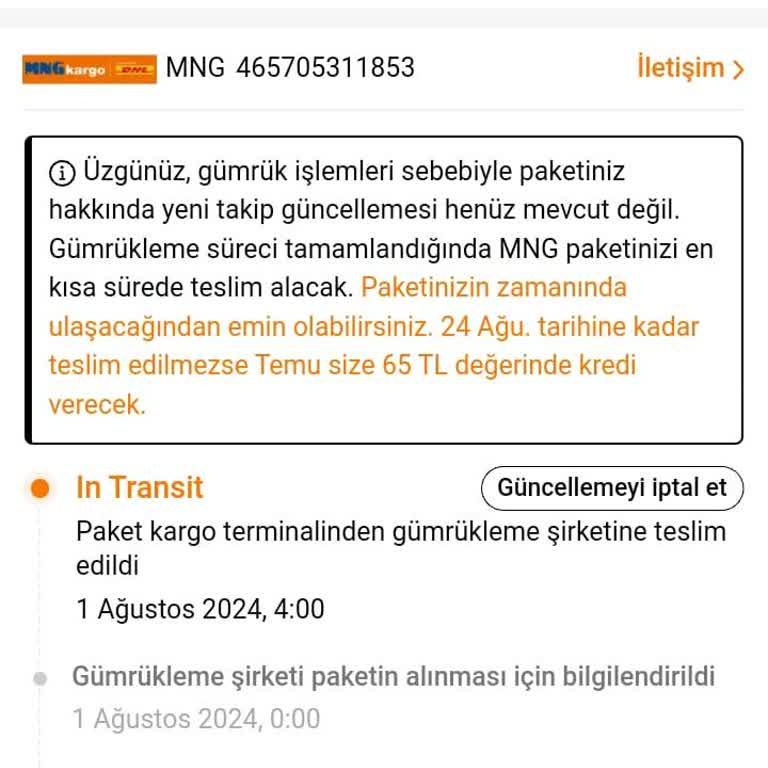 Temu Havaalanında Kaldı Ürün
