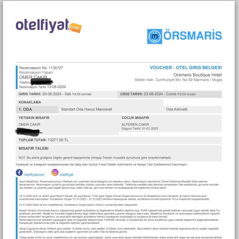 Otelfiyat.com (İdeal Tur) İade Edilmeyen Tatil Ücreti Mağduriyeti