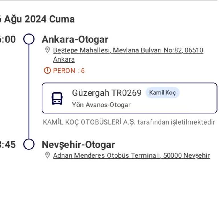 Kamil Koç Biletteki Güzergaha Uymuyor.