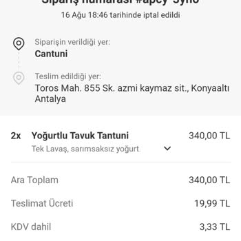 Yemeksepeti Kuryesi Siparişimi Teslim Etmeyip Kendisi Aldı.