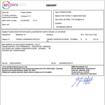 MoneyPay Cüzdan Bilgim Dışında Çekilen Para