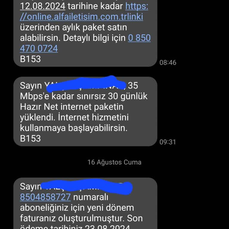 Oris Telekom 1 Hafta İçerisinde 2 Kez Ödeme Talep Etti.
