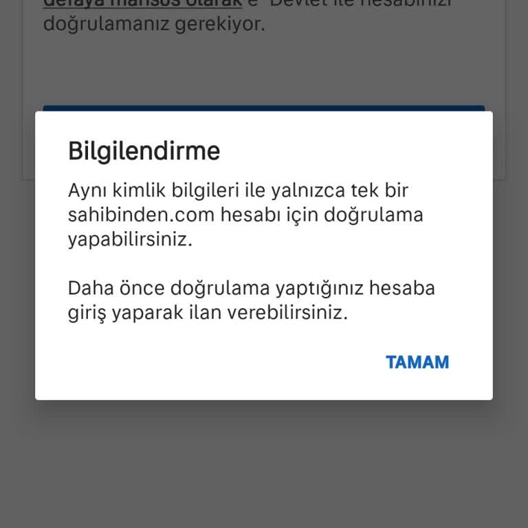 Sahibinden.com Hesap Doğrulaması