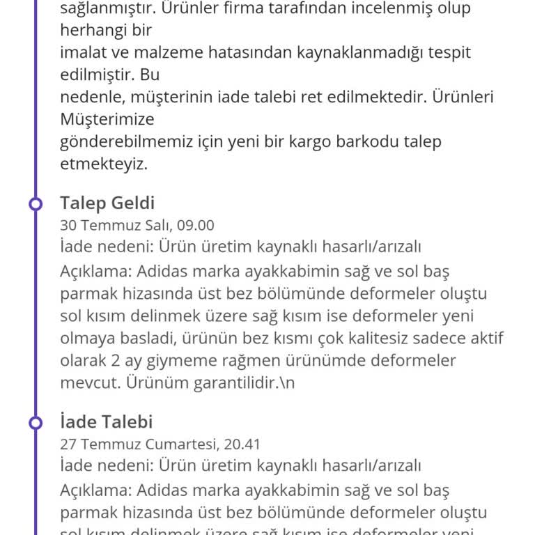 Garantili Ürünümü N11 Dalkılıç Spor Firması Adidas'a Yollayarak Red