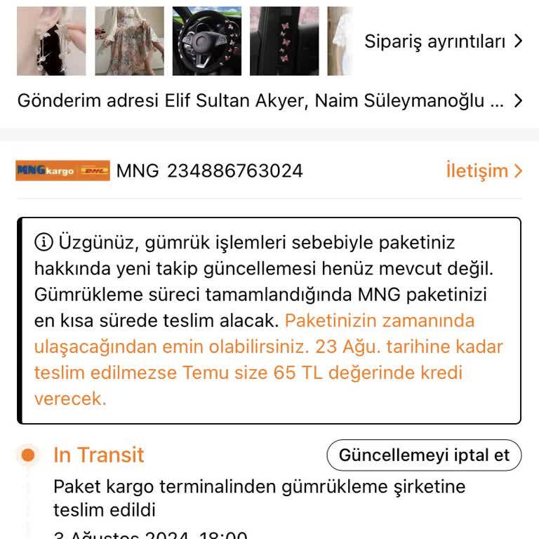 MNG Kargo Temu Siparişlerini MNG Gümrükte Bekletiyor