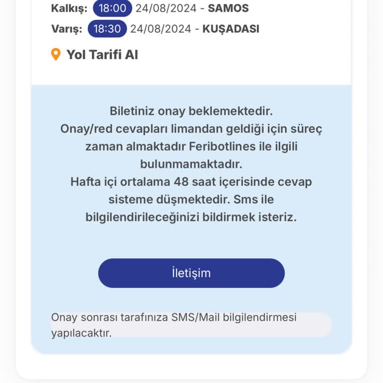 Feribotlines Biletimi Acil Onaylayın!