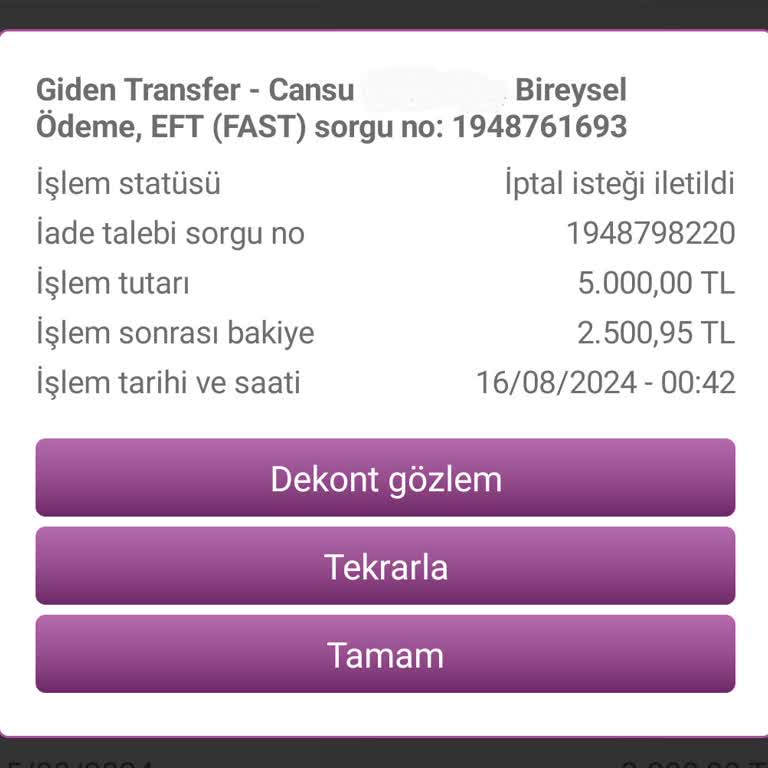 Enpara EFT İade İsteği Problemi