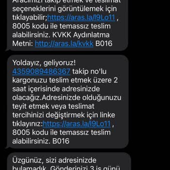 Trendyol - Aras Kargo Sipariş Teslim Edilemedi