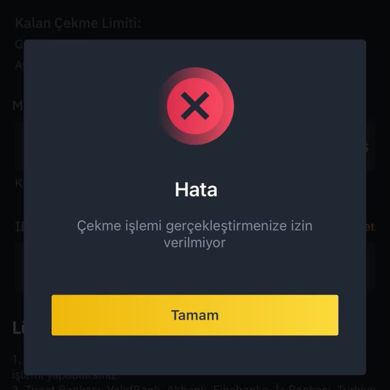 Binance TR Çekme İşlemine İzin Verilmiyor