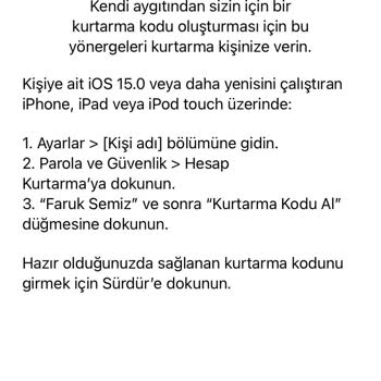 İPhone İCloud Olmayan Kurtarma Kişisi Problemi