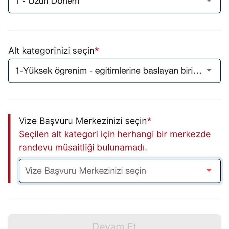 VFS Global Sistemine Giriş Hatası Ve Müsaitlik Durumunun Olmaması