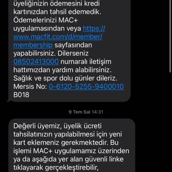 MACfit (Ankara) İcraya Verilmekle Tehdit Ediliyorum