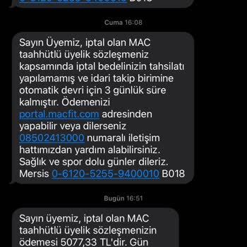 MACfit (Ankara) İcraya Verilmekle Tehdit Ediliyorum