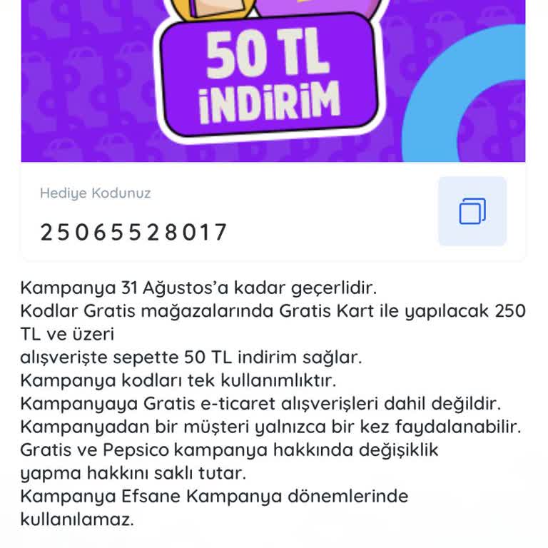 Gratis Hediye Kuponu Kullandırmıyor