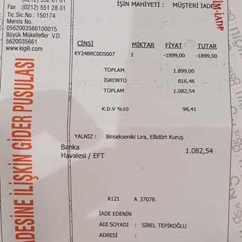 Kiğılı Kusurlu Ürün Satışı Ve İade Sürecinde Aksama