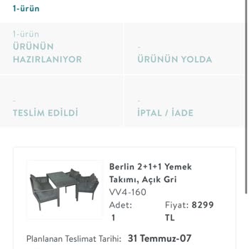Vivense Balkon Takımı Teslimat Sorunu