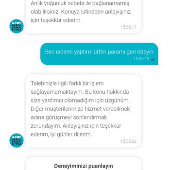 A101 Satış Sonrası Hizmet Çok Kötü.