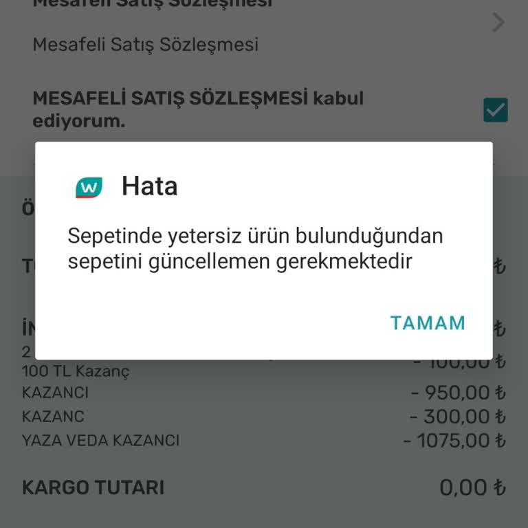 Watsons Yetersiz Ürün Uyarısı Veriyor