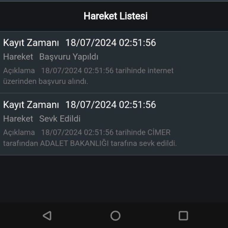 Adalet Bakanlığı'na Talebim Hakkında Hareketsizlik