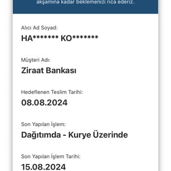 AGT Kurye (aynigunteslim.com) AGT Kuryenin Kart Teslimatındaki Sorumsuzluğu