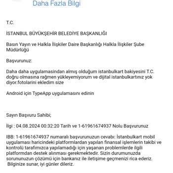 Daha Daha İstanbulkart Yükleme Hatası
