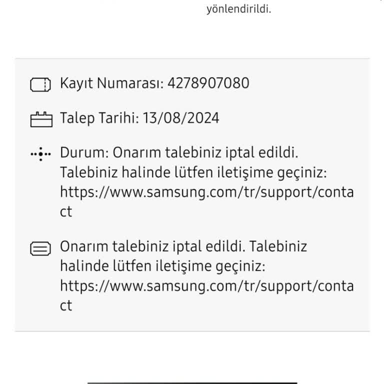 Samsung'un Servis Talebimi Keyfi İptal Etmesi