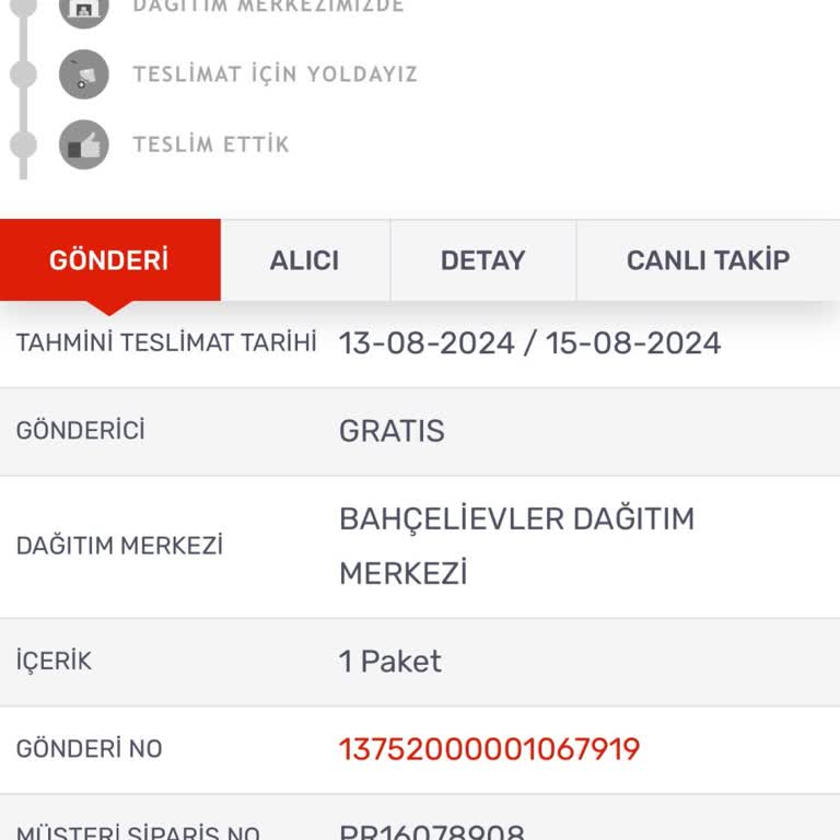 Gratis Siparişim 15 Gündür Gelmedi