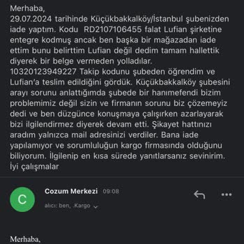 Sürat Kargo İade Kargomu Yanlış Şirkete Teslim Etti, Yardımcı Olunmadı