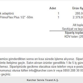 Karcher Türkiye Online Alışveriş Ve Müşteri Hizmetleri Sorunu