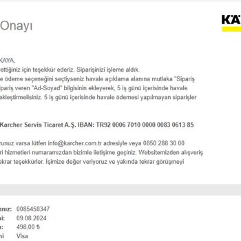 Karcher Türkiye Online Alışveriş Ve Müşteri Hizmetleri Sorunu