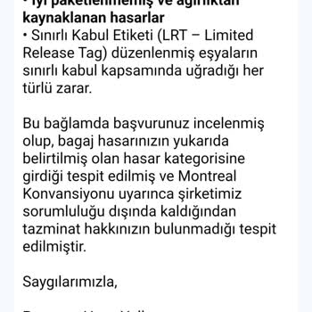 Pegasus'un Ağır Hasarlı Teslim Alınan Bagaj İçin Sorumluluk Almaması