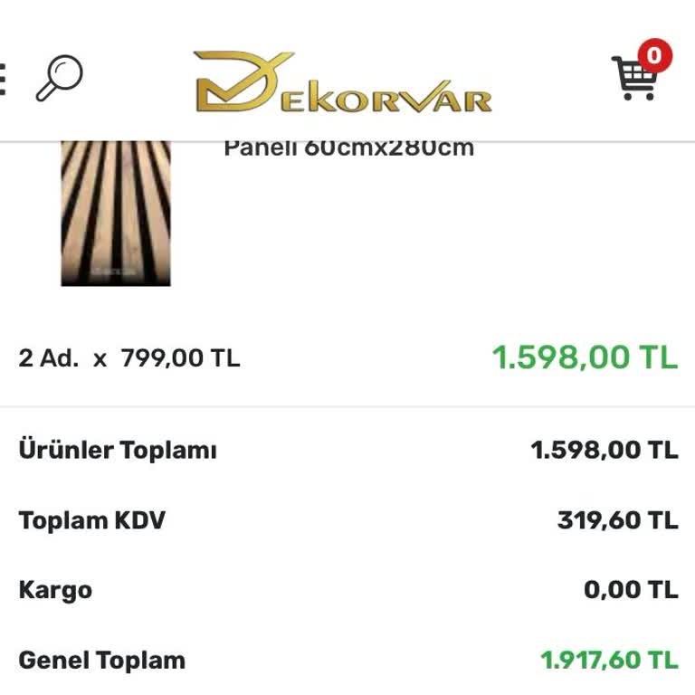 Dekorvar Sayfasından Siparişim İçin Pişmanım!