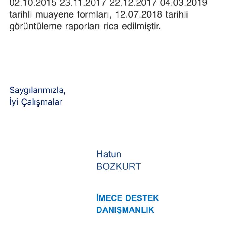 Doga Sigorta Tss 11 Adet Evrak İstiyor