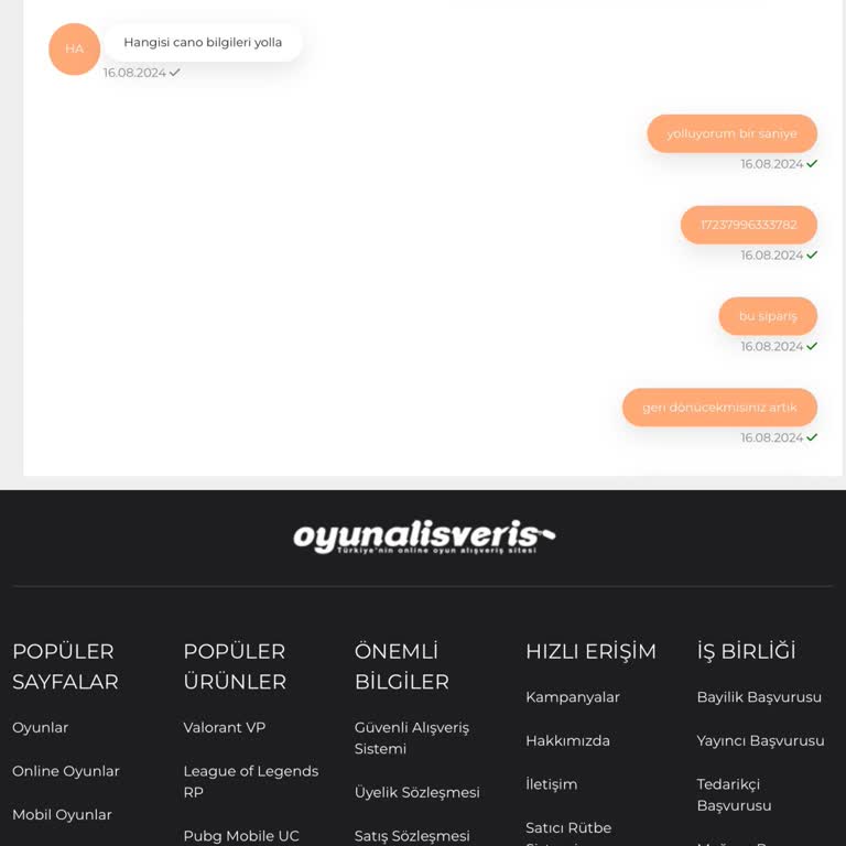 Oyun Alışveriş (oyunalisveris.com) Oyunalisveris.com Şikayet Var