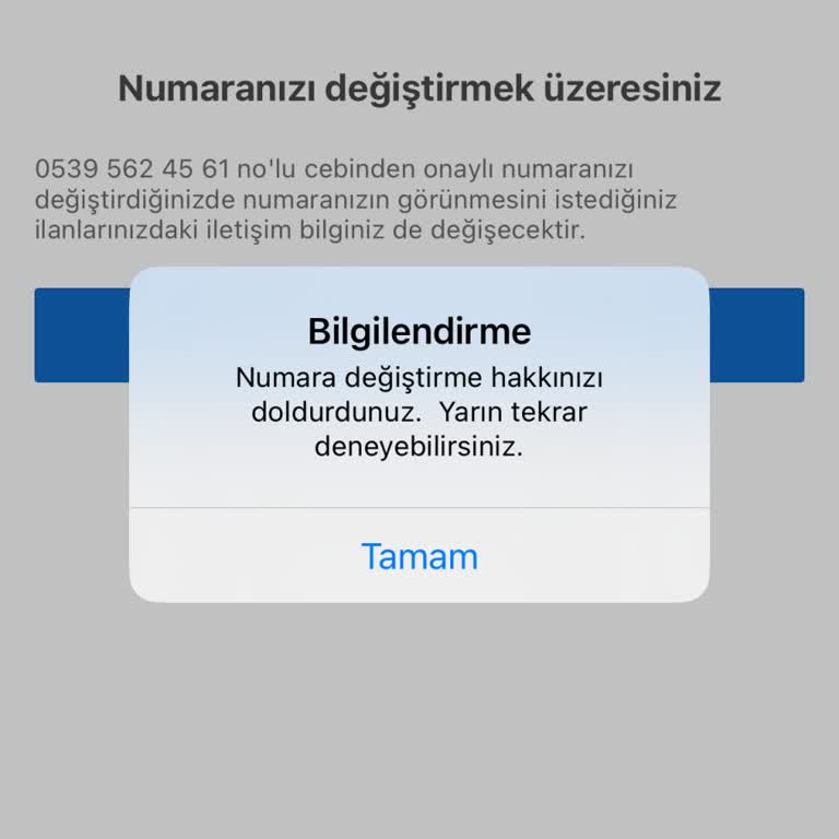Sahibinden Numara Değiştirme Yarın Tekrar Deneyiniz