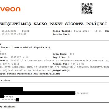 Sigortam.net Eksik Kasko Poliçesi İade Tutarı