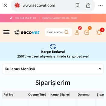 Secovet Aldığım Ürünü Göndermiyor