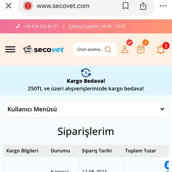 Secovet Aldığım Ürünü Göndermiyor