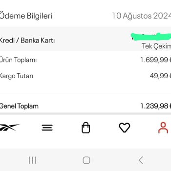 Reebok Eksik İade Yapıyor
