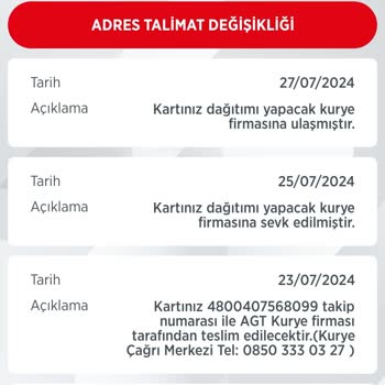 AGT Kurye (aynigunteslim.com) Kartımı Getirmiyor