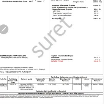 Vodafone Mobil İnternet Kullanım Sorunu ve Haksız Ücretlendirme