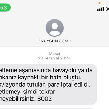 Enuygun.com Üzerinden Alınan Uçak Bileti