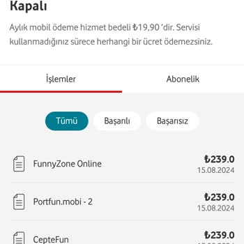İzinsiz Abonelikler ve Yüksek Fatura Ücreti