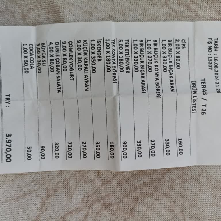 Konya Mevlana Restaurant Konya'daki Restoranda Hesap Sorunu