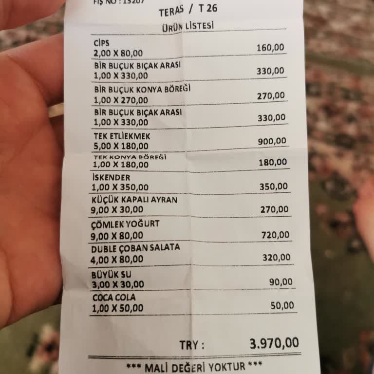 Konya Mevlana Restaurant Şeffaf Olmayan Fiyatlandırma Ve Zorunlu İkram Ücretleri