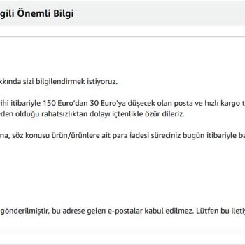 Amazon Yurt Dışı Sipariş İptali