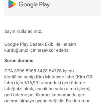 Kim GB İster Geri Ödeme Talebim Reddedildi