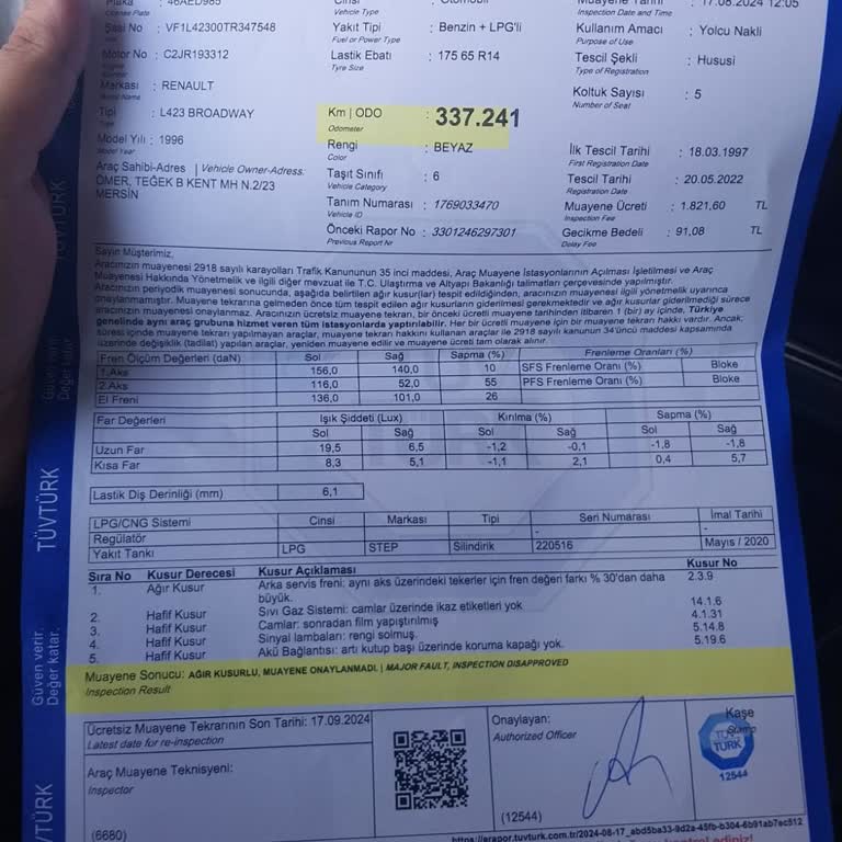 Tüvtürk Arızalı Sen̈sör Yüzünden Kaldım